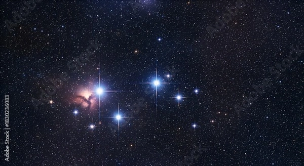 Obraz Stunning Pleiades Star Cluster Glittering in the Deep Expanse of Space