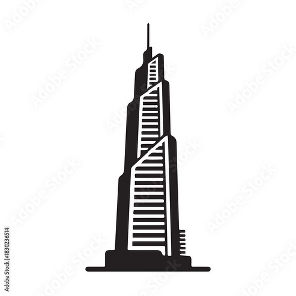 Obraz Silhouette of Lotte World Tower, plain white background, vector
