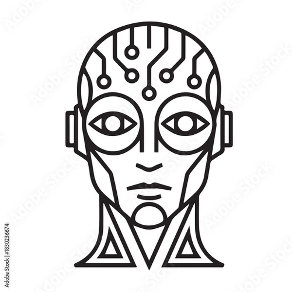 Obraz humanoid robot head symbol vector