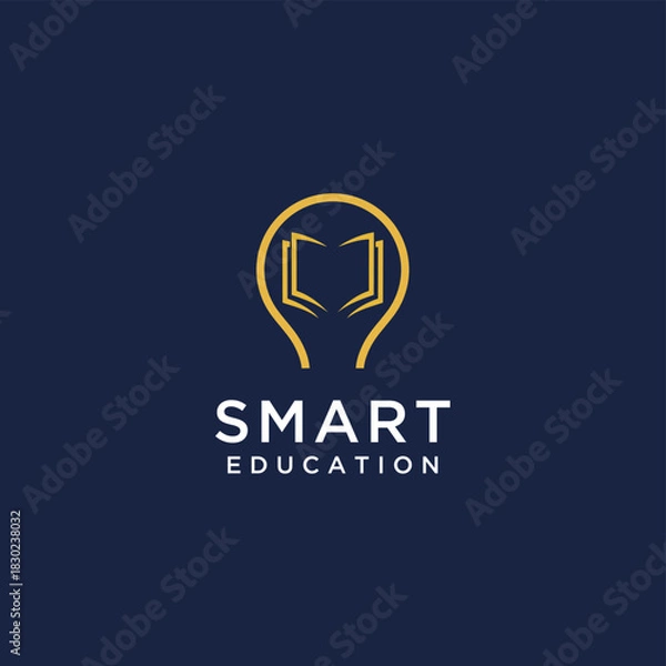 Obraz Book with lightbulb creative idea logo design icon vector, concept new knowledge

