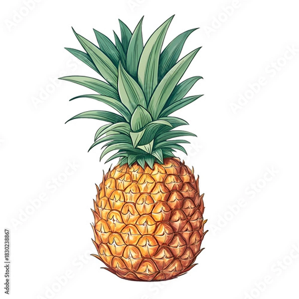 Obraz Whole Pineapple Fruit Isolated on White Background on transparent background