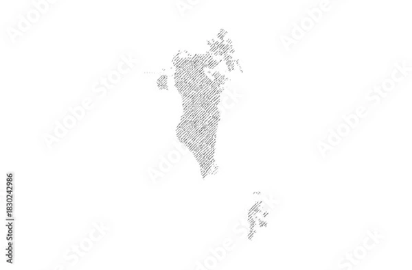 Fototapeta Bahrain Country map hand drawn sketch on white background vector, freehand hatch vintage style.