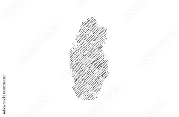 Fototapeta Qatar Country map hand drawn sketch on white background vector, freehand hatch vintage style.