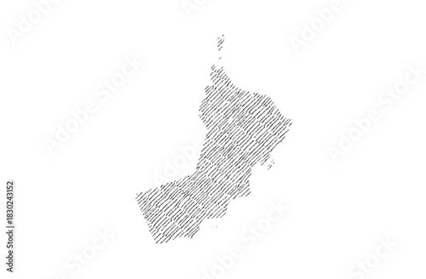 Fototapeta Oman Country map hand drawn sketch on white background vector, freehand hatch vintage style.