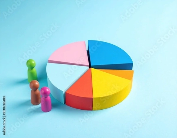 Obraz Colorful pie chart and small figures