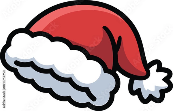 Fototapeta Simple red christmas santa claus hat cartoon isolated on transparent vector