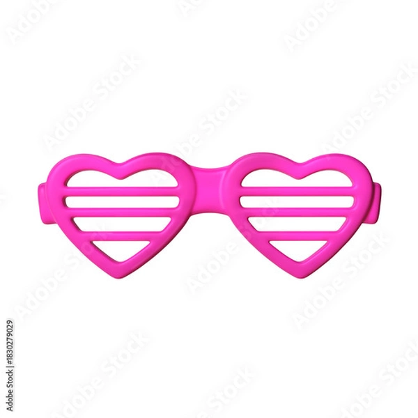Obraz A 3D stylized pair of hot pink heart-shaped shutter glasses.