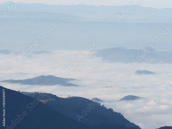 Fototapeta Beautiful landscape of Doi Inthanon national park in the morning at Mae Jam, Chiang Mai, Thailand.