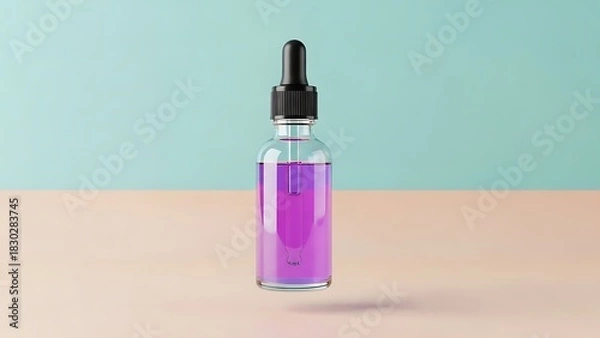 Obraz Elegant glass dropper bottle filled with vibrant purple liquid for beauty and wellness concepts