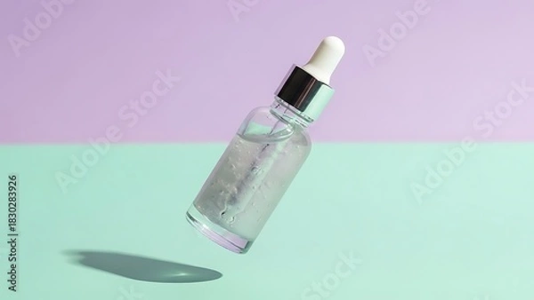 Obraz Elegant serum bottle for youthful skin care routine on pastel background for beauty product promotion