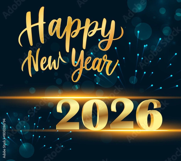 Obraz Ideal for New Year cards, social media posts, event promotions, banners, and digital marketing materials welcoming the year 2026.
