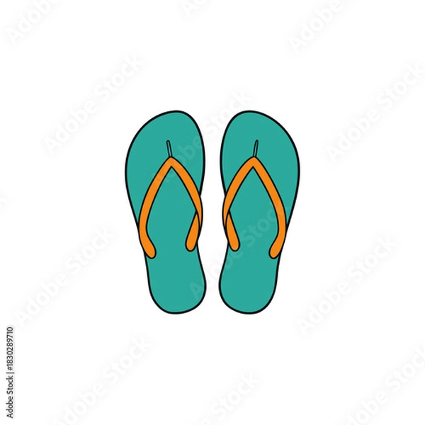 Fototapeta Pair of teal flip flops on transparent background
