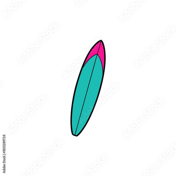 Fototapeta Surfboard design in color on transparent background