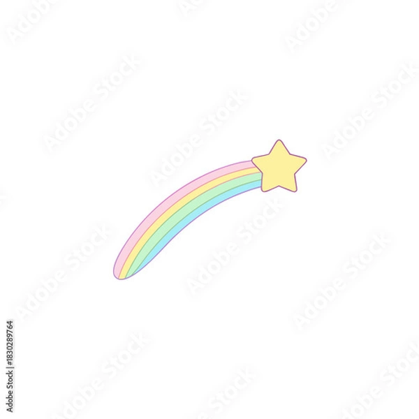 Fototapeta Rainbow with a yellow star on transparent background