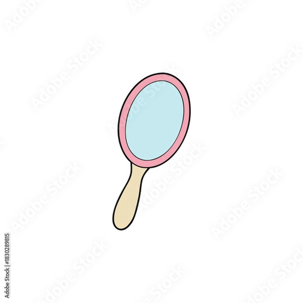 Fototapeta Handheld oval pink mirror on transparent background