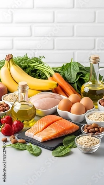 Obraz Healthy Food Selection for Balanced Diet and Wellness.