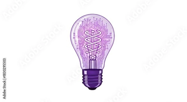 Obraz Innovative idea representation Lightbulb with a DNA strand signifying scientific thought and progress