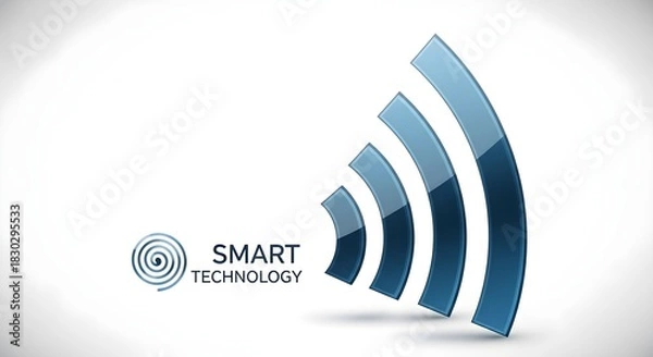 Obraz Abstract Smart Technology Connection Icon with Wireless Signal Waves for Modern Digital Communication Solutions