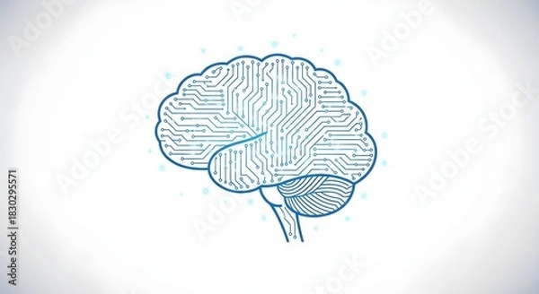 Obraz Conceptual Image of a Human Brain with Integrated Circuit Pattern, Symbolizing Artificial Intelligence and Technology