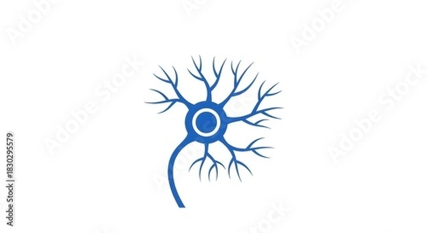 Obraz Blue neuron cell icon representing the nervous system, brain connections, and neural networks