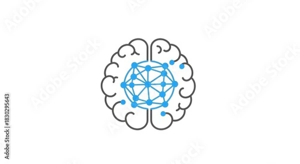 Obraz Illustration of a human brain with a network of connections representing artificial intelligence and technology concepts