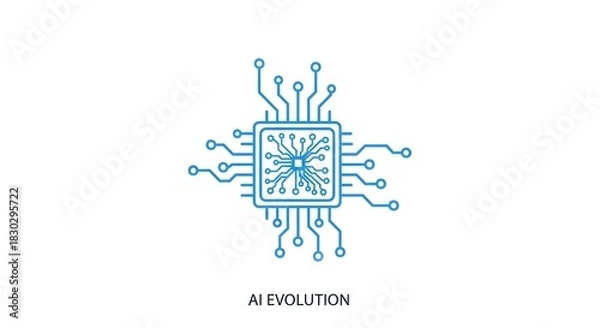 Obraz Sleek blue circuit icon depicting a powerful processor unit, essential for future-forward technology development