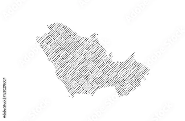 Fototapeta GCC Gulf Cooperation Council Countries map hand drawn sketch on white background vector, freehand hatch vintage style.