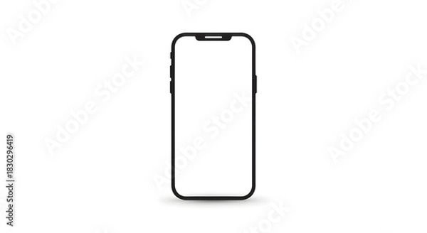 Obraz Modern smartphone with a blank screen isolated on a clean white background