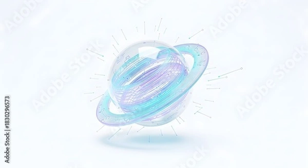 Obraz Abstract Planet Art Swirls and Rings on White