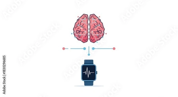 Obraz Brainwave Monitoring with Smartwatch Tracking Mental Activity and Health Data
