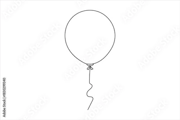 Fototapeta Balloon icon, continuous one line drawin,g minimalist vector illustration
