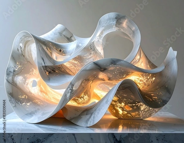 Fototapeta Sculpted, abstract, flowing form with internal illumination