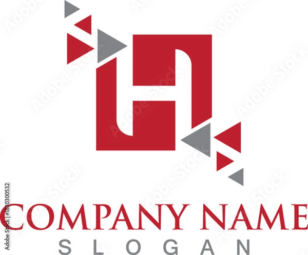 Fototapeta Modern Letter H Monogram Logo with Dynamic Geometric Arrow Elements