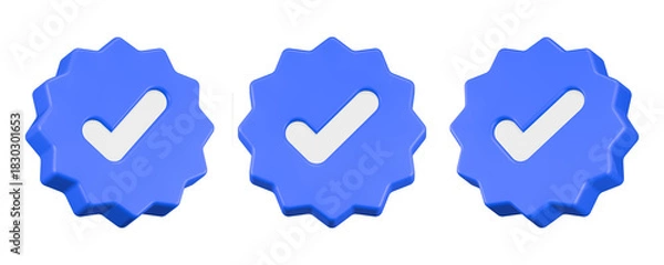Obraz 3d rendering icon check mark blue button