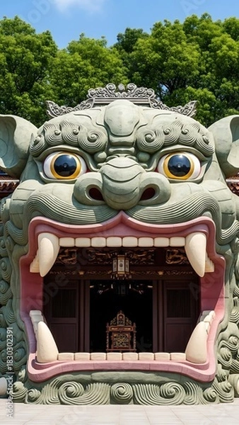 Obraz Intricate Stone Dragon Entrance to a Temple or Shrine.