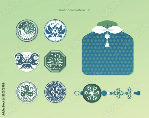 Obraz 전통 문양 오브젝트 세트 02
