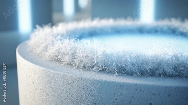 Obraz Frosted ring ice crystal cold surface blue lighting circular platform biohacking longevity