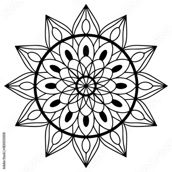 Fototapeta Symmetrical Floral Mandala Pattern A Delicate and Intricate Design Showcasing Balance and Harmony in a Circular Geometric Arrangement
