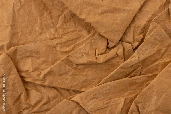 Fototapeta Abstract old wrinkled brown crumpled paper texture background