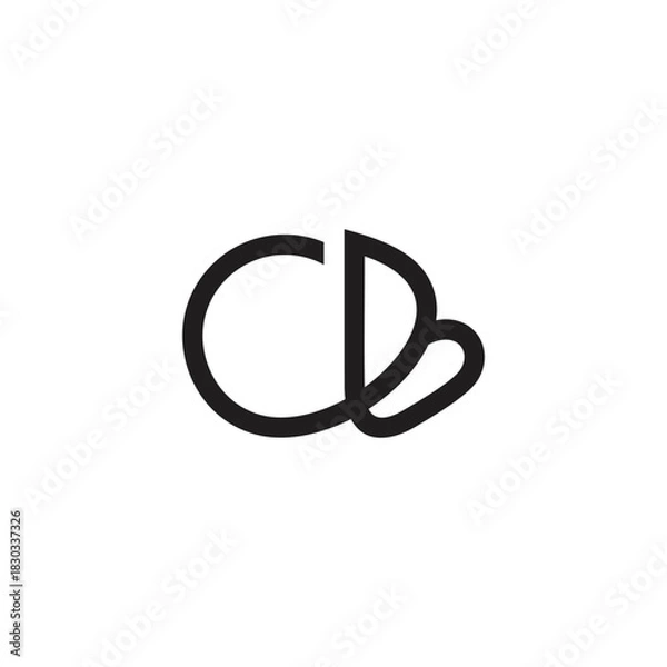 Fototapeta letter cb simple loop linked curves logo vector