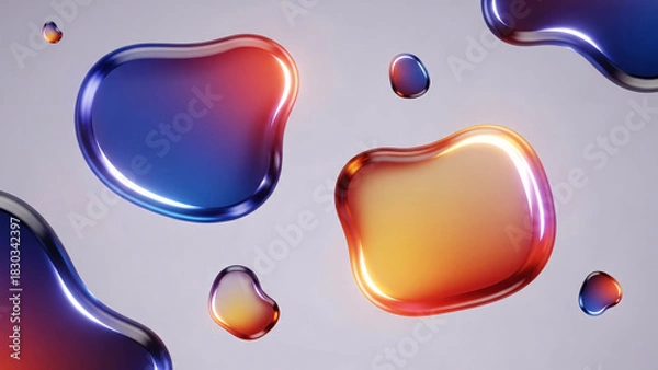 Obraz 3D Chrome Liquid Blobs Abstract Background