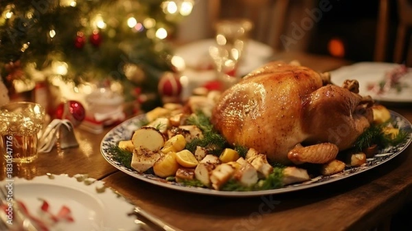 Obraz Succulent roast on a festive platter