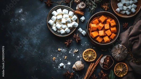 Obraz Sweet potato casserole with marshmallows