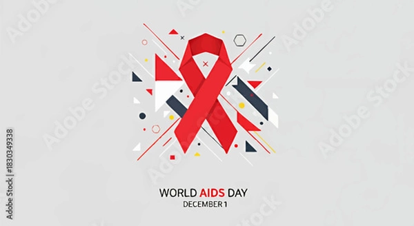 Obraz World AIDS Day Awareness Ribbon with Geometric Shapes and Modern Design Elements