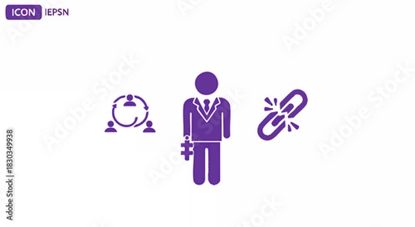 Obraz Business Integration Icon Set Man, Link, Shower with Connections