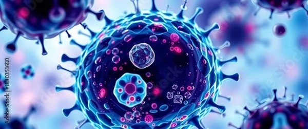 Fototapeta Microscopic view of abstract medical cells and structures,   cellular,   molecular