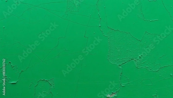 Fototapeta Deep emerald green textured wall with grunge effects, showing peeling paint and uneven surface,  green,   decay