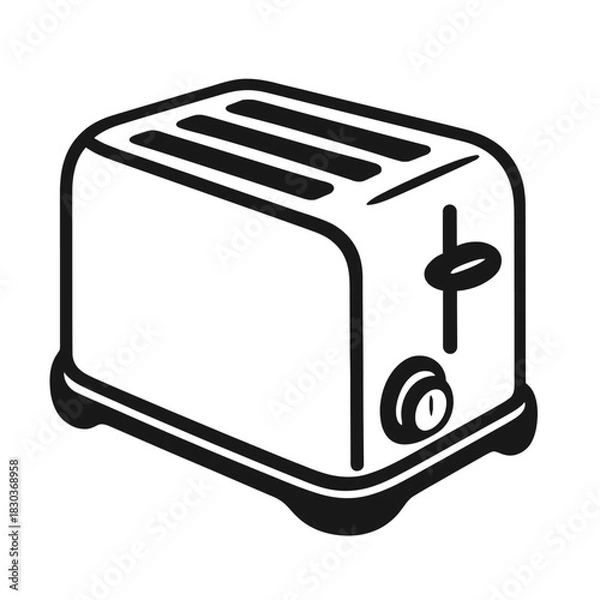 Fototapeta Sleek and Modern Two-Slice Pop-Up Toaster Icon Design: A Versatile Grayscale Kitchen Appliance Graphic for Digital Media, Web Design, UI/UX, and Marketing Materials – Perfect for Breakfast Themes