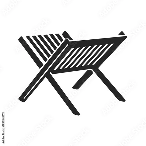 Fototapeta Minimalist dark gray embossed manger icon, a serene representation of the traditional stable crib. Ideal for Christmas nativity scenes, religious holiday designs, spiritual projects