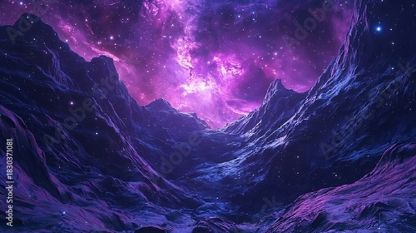 Fototapeta Mysterious star portal hovering above frozen canyon high resolution picture